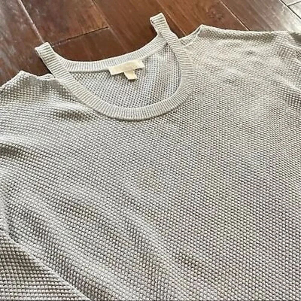 michael Kors grey silver metallic cold shoulder sweater knit size XL